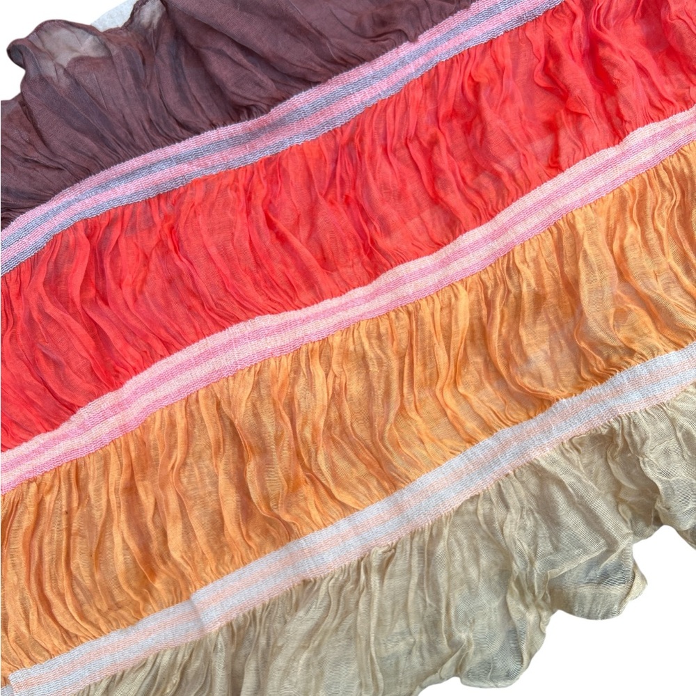 Sunset Ombré Ruffled Scarf – Sheer Boho Wrap - Picture 5 of 5